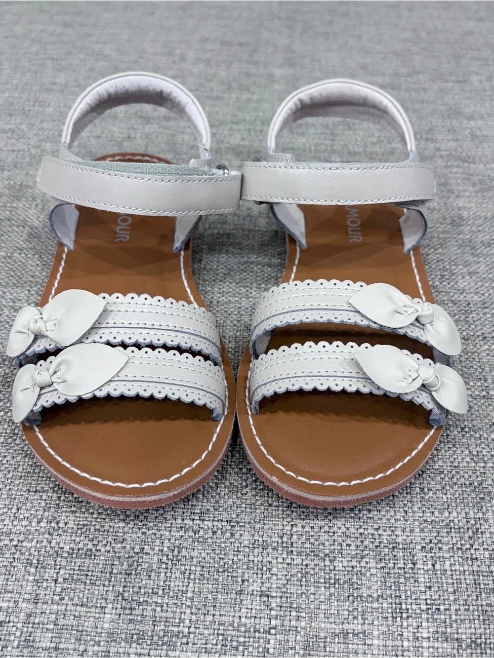 Girls Gray Bow-Strap Sandals - Kids NWOT